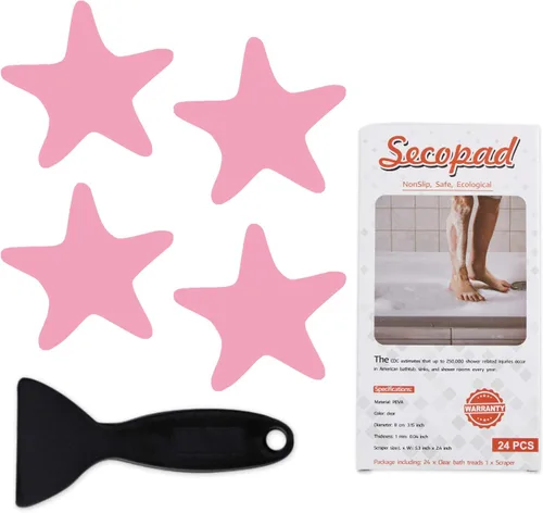 Vista 11 de Secopad Star - Calcomanías antideslizantes para bañera con raspador, 24 Negro