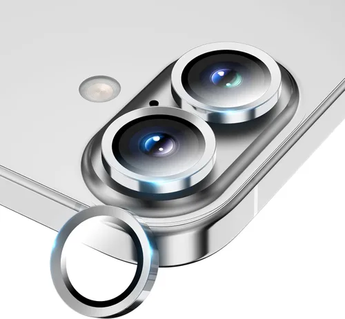 Vista 24 de Protector de lente de cámara para iPhone 17/16/16 Plus, Vidrio templado de metal Cubierta individual de lente de cámara [Anti-caída] Compatible