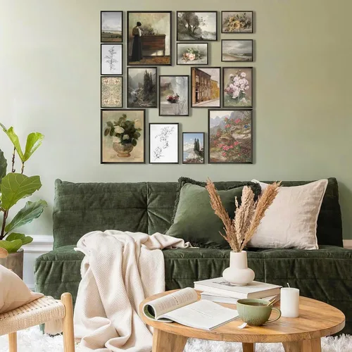 Vista 4 de MAZUKO 15 piezas de decoración de pared boho – Arte de pared moderno de mediados de siglo, pósteres boho, pósteres para la estética