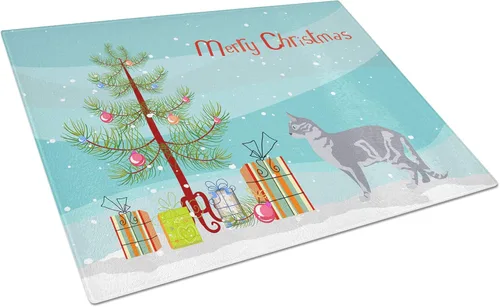 Vista 69 de Caroline's Treasures CK4739LCB Abyssinian Cat Merry Christmas Glass Cutting Board Large Decorative Tempered Glass Kitchen Cutting and Serving Board