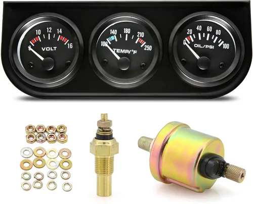 ARTILAURA Juego de indicadores triple de 52mm (presión de aceite + temperatura del agua + voltímetro) 3 en 1 kit de 3 indicadores automáticos para