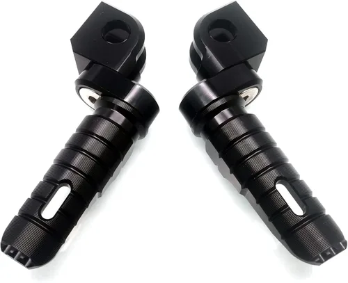 Vista 5 de MZS Estriberas para motocicleta, doble ajustable, estriberas delanteras para conductor, reposapiés, pedal de descanso, negro, compatible con EX250
