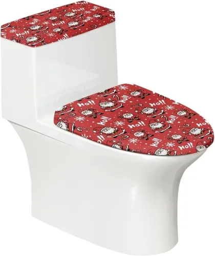 Vista 34 de Juego de decoración de baño de 2 piezas con diseño de muñeco de nieve de Navidad, cubierta de tanque para asiento de inodoro
