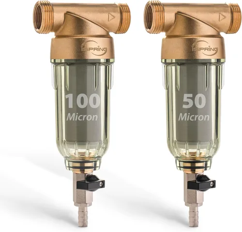 Vista 10 de iSpring WSP50GR+ACPF12MPT12x2 Reusable Spin Down Sediment Water Filter, 50 Micron, White