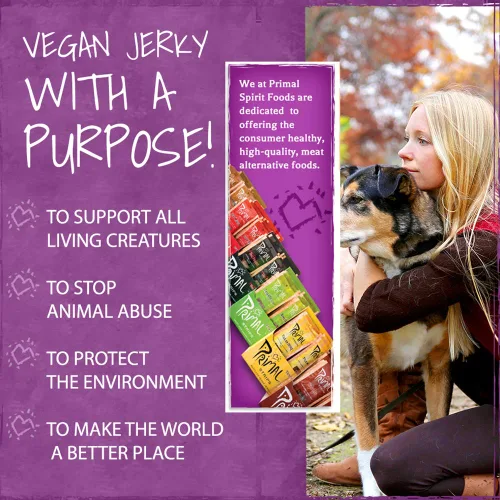 Vista 3 de Primal Spirit - Carne seca vegana con sabor clásico, maní tailandés, 0.35 oz de proteína a base de plantas, certificada sin OMG, sin conservantes