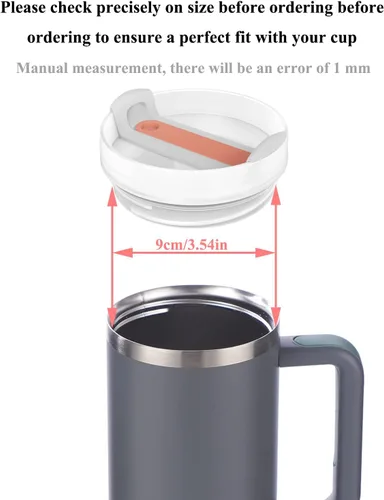 Vista 5 de Tapa de Vaso de 40 OZ Compatible con Stanley Quencher, Paquete de 2 Tapas de Vaso de Acero Inoxidable a Prueba de Derrames y Resistentes a Blanco