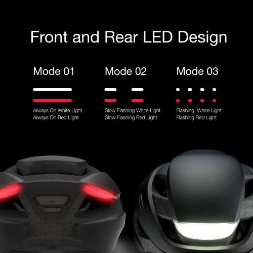 Vista 2 de Lumos Casco de bicicleta ultra inteligente Luces LED delanteras y traseras personalizables con señales de giro Cascos de bicicleta de carretera