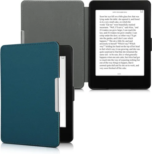 Vista 11 de kwmobile Funda compatible con Yaxa Kindle Paperwhite - Funda protectora de nailon para lector electrónico - Antracita