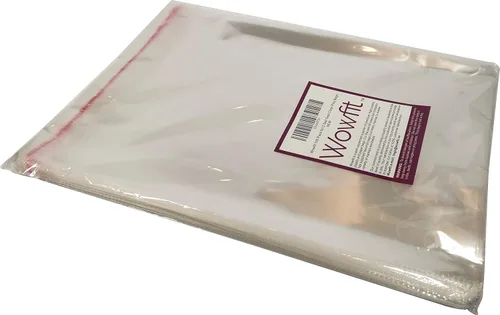 Vista 6 de Wowfit 50 bolsas de plástico de celofán transparente de 10 x 13 pulgadas, bolsas de celofán resellables autosellantes ideales para ropa, camisas