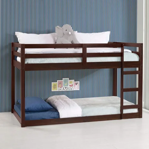 Vista 10 de Harper & Bright Designs Litera para niños de tamaño individual sobre individual, marco de cama individual de madera con escalera y barandillas