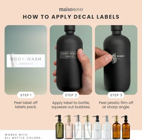 Vista 8 de MaisoNovo - Juego de dispensador de jabón de 1 pieza Botellas ámbar de 16.9 oz con bomba de acero inoxidable dorado