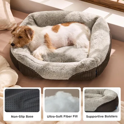 Vista 4 de Bedsure Cama lavable para perros pequeños y gatos - Rectangular de felpa esponjosa para gatitos y cachorros, cómoda de felpa de pana y parte