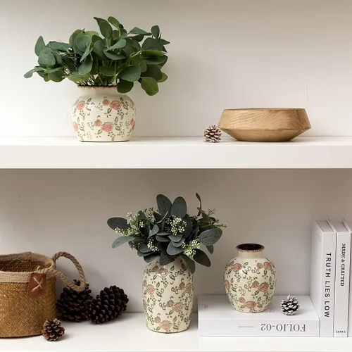 Vista 40 de SIDUCAL Florero decorativo de cerámica Florero rústico de 7.48 pulgadas para decoración del hogar, mesa, sala de estar, baño, escritorio de café