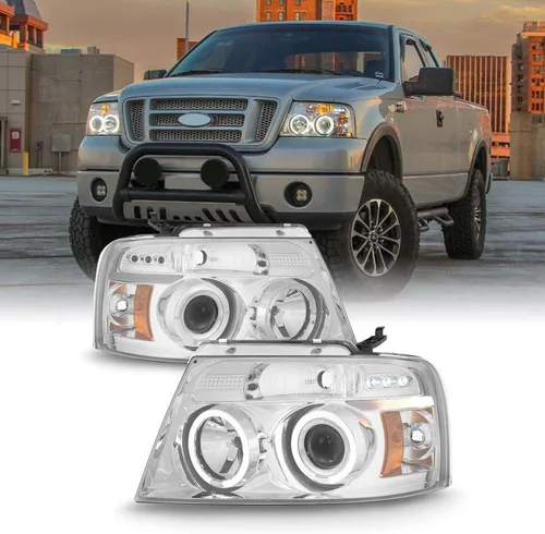 Vista 12 de Ford F150 F-150 Pickup Negro Bisel Doble de Halo LED G2 Proyector Faros delanteros para lámparas frontal Repuestos