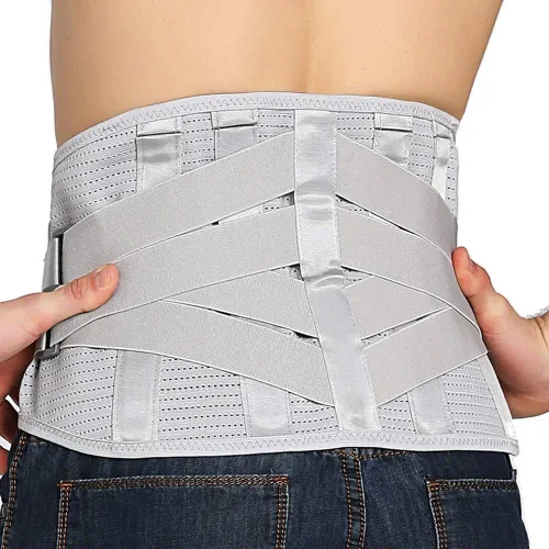 Vista 8 de Tirantes de espalda baja para aliviar el dolor de espalda, cinturón de compresión para hombres y mujeres, soporte lumbar para hernia de disco, Negro