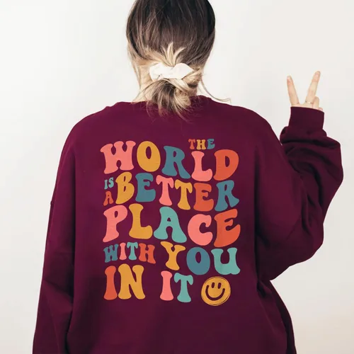 Vista 5 de The World is A Better Place With You in It - Sudaderas de moda para la salud mental, suéteres de 2 caras para mujer