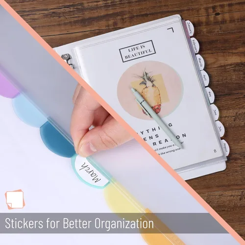 Vista 4 de Mr. Pen - Protectores de hojas transparentes con pestañas, 8 pestañas, 2 juegos, divisores de plástico transparente para carpeta de 3 anillas