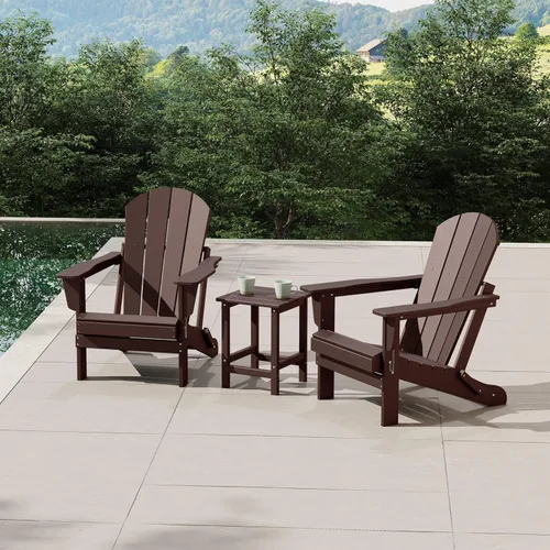 Vista 25 de WestinTrends Malibu - Juego de 2 sillas Adirondack con mesa auxiliar, asientos al aire libre para todo tipo de clima, silla plegable de plástico