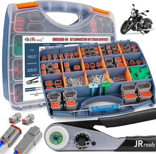 Vista 13 de JRready ST6361 Kit de conectores Deutsch, conector impermeable automotriz DTP de 2 y 4 vías, conectores macho hembra DTHD de 1 pin con herramienta