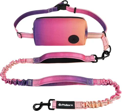 Vista 10 de Philorn Correa de perro manos libres con bolsa, correa de cintura ajustable para pasear perros, correas de correr para perros medianos y grandes