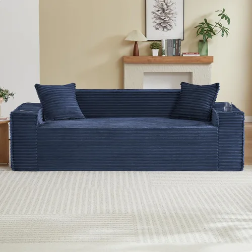 Vista 22 de Tmsan Sofá de 3 plazas sin hueso de 80.7 pulgadas para sala de estar con portavasos y asiento profundo de 26 pulgadas, bolsillos laterales, sofá