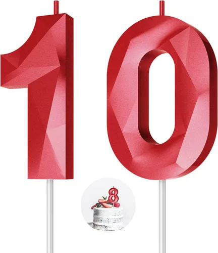 Vista 121 de Velas de cumpleaños con números (0 velas negras), forma de diamante 3D, decoración de pastel de feliz cumpleaños para niños y hombres, cumpleaños