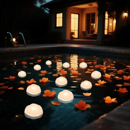 Vista 7 de Aignis 6 piezas de velas LED flotantes sin llama, velas de té de rosa blanca de plástico operadas por batería, más de 120 horas de tiempo de brillo