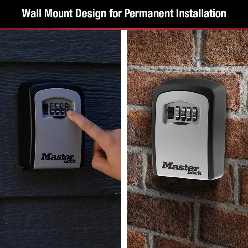 Vista 3 de Master Lock Caja de seguridad de montaje en pared, establece tu propia combinación, capacidad para 5 llaves, color negro 5401EC