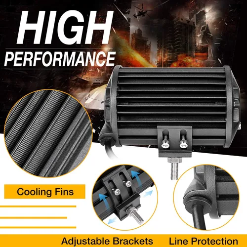 Vista 4 de Pack de 2 focos de luz LED CREE, DJI 4X4, haz de proyección, para conducción fuera de carretera, panel negro, para camiones, Jeep, SUV, ATV, UTV