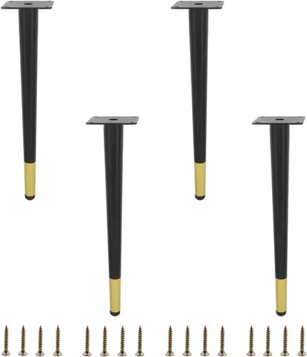 Vista 32 de Paquete de 4 patas para muebles, patas redondas cónicas para muebles, pie de metal resistente para sofá, armario, bar, cama, mesa, silla, sofá