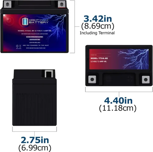 Vista 2 de Mighty Max Battery YTX4L-BS - Batería de repuesto de 12 V y 3 Ah compatible con Power Sonic CB4L, paquete de 10
