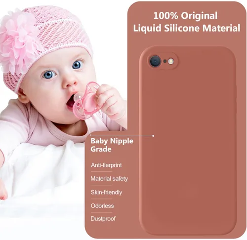 Vista 7 de Vooii Funda para iPhone SE 2022/3rd/2020, iPhone 8/7, silicona líquida mejorada con [bordes planos] [protección de cámara]