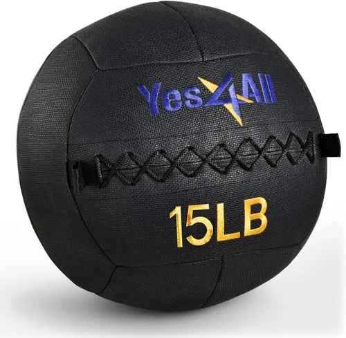 Vista 14 de Yes4All Bola de pared, bola de arena de hierro con peso de cuero suave para ejercicio multifuncional dinámico, 6 libras - 30 libras