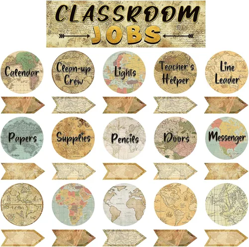 Travel The Map Classroom Jobs Bulletin Board Set Classroom Helpers Charts Teacher's Helper Chalkboard Wall Decor for Classroom Bulletin Board