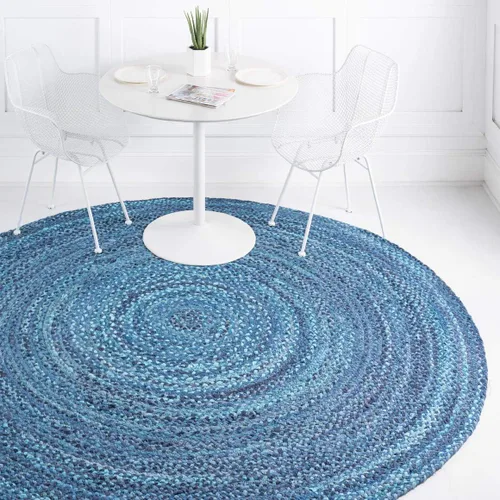 Vista 44 de Unique Loom Colección Trenzada Chindi - Alfombra de área (1 pie 2 pulgadas x 6 pies 1 pulgada, pasillo, multi/azul)