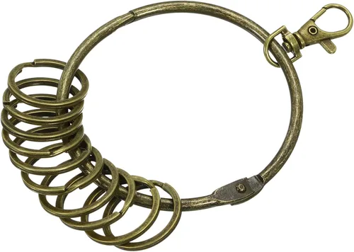 PATIKIL 3.4 Inch Dia Key Organizer Keychain, 1pcs Key Management Holder with 10 Keys Rings for Office, Bronze