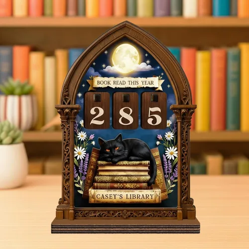 Vista 18 de Rastreador de Lectura de Libros Personalizado, Contador de Libros Leídos Este Año, Decoración de Biblioteca, Letrero de Seguimiento de Libros