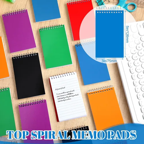 Vista 2 de Leelosp 36 cuadernos pequeños en espiral de 3 x 5 pulgadas, bloc de notas de bolsillo con 75 hojas cada uno, mini bloc de espiral superior