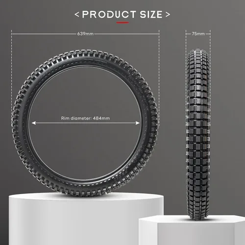 Vista 6 de Neumático delantero/trasero para bicicleta de cross 2.75-19 4PR TT 43P y tubo interior de servicio pesado compatible con neumáticos de bicicleta