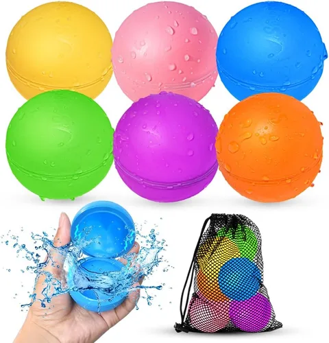 Smirodi 6 globos de agua reutilizables, juguetes de agua para piscina y playa, para niños y niñas, juguetes de verano para niños de 3 a 12 años,
