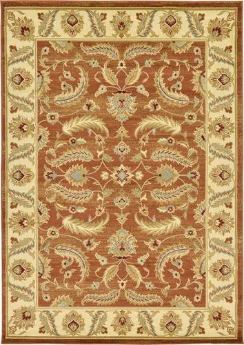 Vista 43 de Unique Loom - Colección Voyage - Alfombra redonda tradicional oriental, marrón, Polipropileno, Marrón/Azul Claro