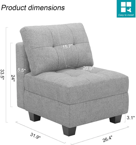 Vista 88 de Belffin Sofá modular modular con tumbonas dobles en forma de U, modular con asiento de almacenamiento, sofá modular con otomanas reversibles