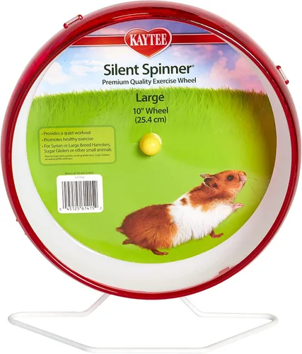 Kaytee Rueda giratoria silenciosa para hámsters sirios o de raza grande, planeadores de azúcar y jerbos, grande de 10 pulgadas (los colores pueden