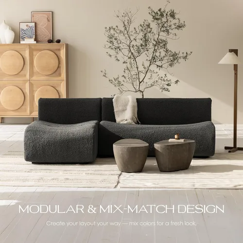 Vista 5 de Sofá de 3 plazas Boneless con juego de diván, sofá modular modular de 92 pulgadas, sofás reversibles en forma de L con asiento profundo, sofás