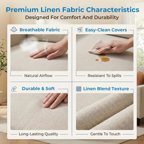 Vista 8 de Mjkone Juego de sofás de 3 piezas de 78 pulgadas de ancho para sala de estar, juegos de muebles seccionales en forma de L de 3 plazas, sofá y sofá