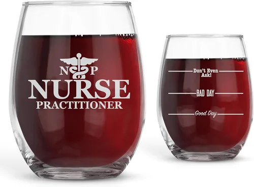 Bad Bananas Regalos de enfermera practicante de 21 onzas, copa de vino sin tallo, regalo para enfermeras