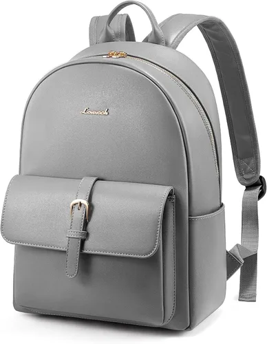 LOVEVOOK Mochila para mujer, mochila casual de piel sintética, resistente al agua, mochila para mujer, Gris, Mochilas Daypack