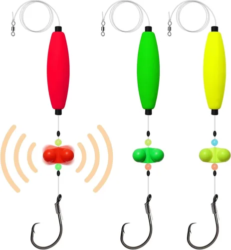Vista 9 de Dovesun Pre-Tied Catfish Rig System, 23 Inch 55LB Santee Cooper Catfish Float Rig with Adjustable EVA Slip Float and High Carbon Circle Hooks 5/0