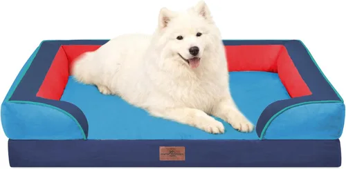 Vista 235 de Comfort Expression - Cama ortopédica para perros medianos de 30x20 pulgadas, cama impermeable de espuma de huevera para mascotas medianas