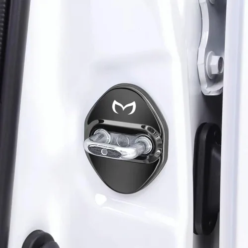 Vista 3 de MAXDOOL Pestillos de bloqueo de puerta de automóvil de acero inoxidable para Mazda 3, 6, Miata MX-5 CX-3, CX-5, CX-9, respaldo adhesivo 3M